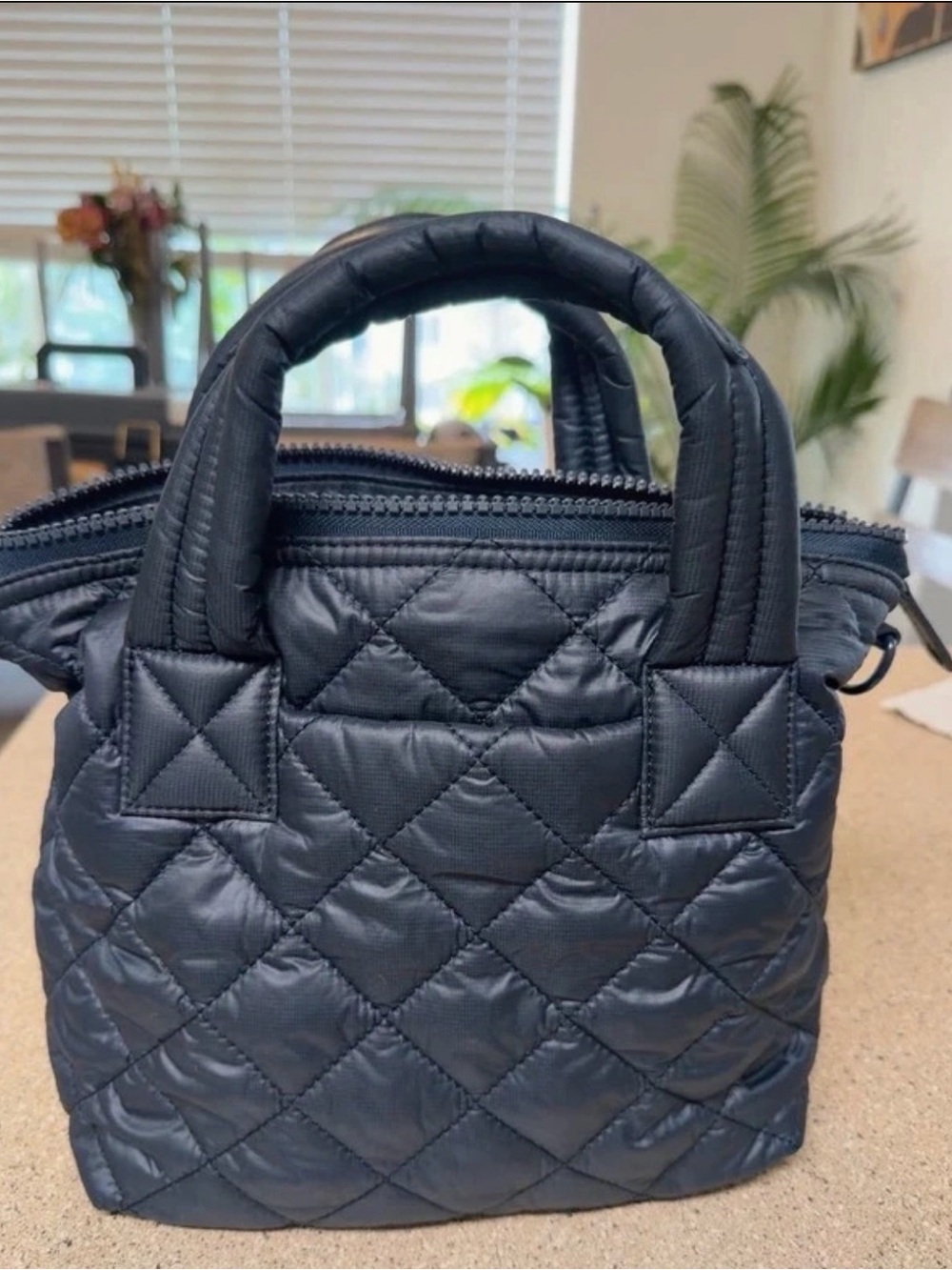 Quince Quilted Black Puffer Shoulder Bag
